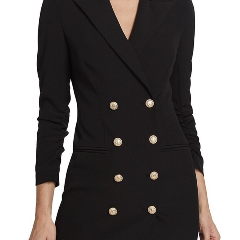 Generation Love Gwen Crepe Black Blazer Dress with gold buttons pre-owned